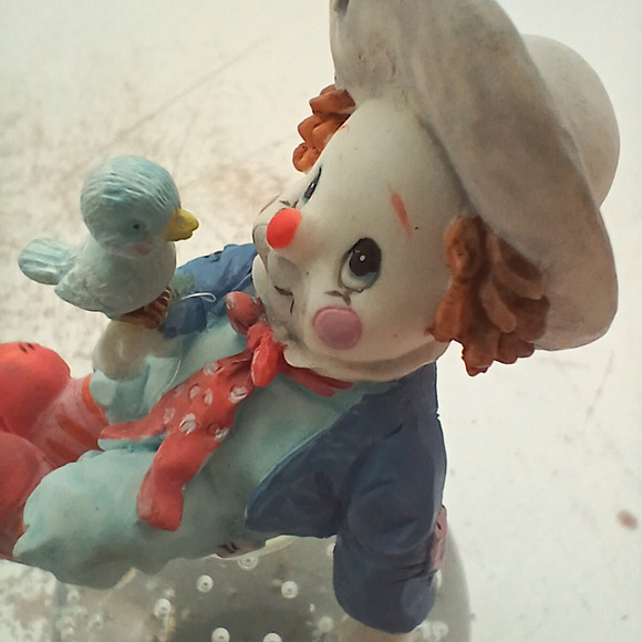 VTG Simson Clown Blue Bird Porcelain & Bubble Glass Paperweight Whimsical Decor - Picture 5 of 9